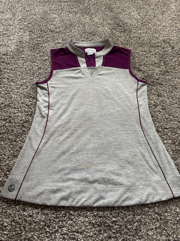 Chase Sleeveless Athletic Tank Top - Gray With Purple Accents